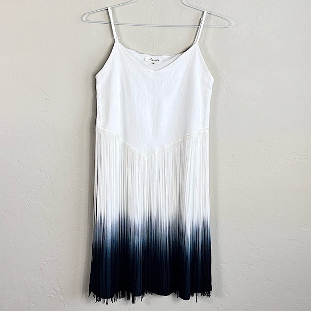 Sugarlips Ombre Blue Fringe Boho Sleeveless Mini Dress